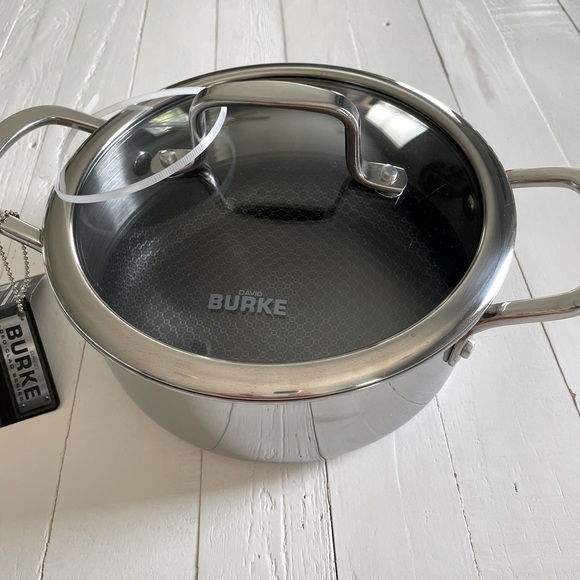 NEW David Burke 3 Quart Casserole Pot With Lid Stainless Steel Geo Clad 500F - Picture 3 of 12